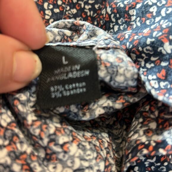 Marc Anthony Luxury Slimfit Button Down Shirt Size Large Navy Micro Floral Print - Picture 5 of 5